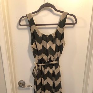 Lily Rose green and cream chevron dress